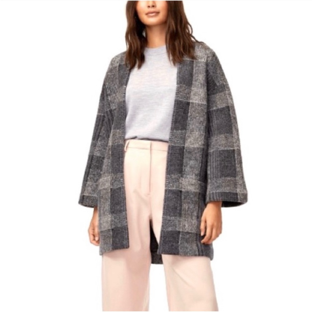 Wilfred Brullon merino coat plaid check grey S